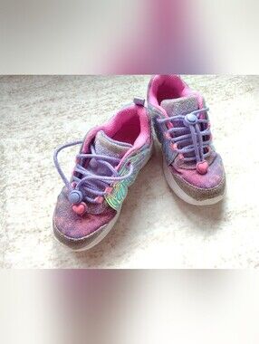 Skechers Kids Purple & Pink Glitter Sneakers- Size 11